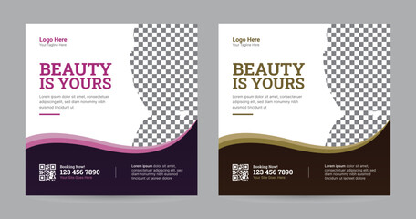 Creative Beauty Care Spa Social Media Post Template, Social Banner Design and Place for the Photo, Beauty Salon Template Layout with Wave Shape Vector illustration