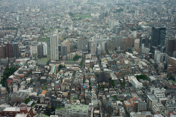 View of urban townscape with dense building from Tokyo Metropolitan Government Building Observatories.