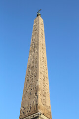 ancient Egyptian column at Piazza del Popolo in Rome, Italy 