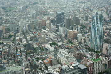 View of urban townscape with dense building from Tokyo Metropolitan Government Building Observatories.