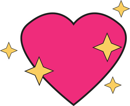 Sparkling Heart Love Emoji Icon On White Background. Iphone Shine Heart Emoji Sign. Pink Heart Emoji. Flat Style.