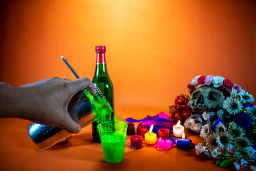 Composition for Halloween party or Day of the Dead.
invitation type with space to insert text