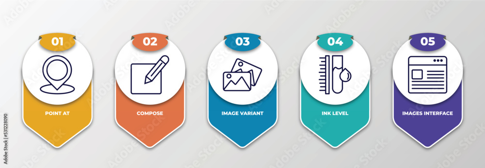 Aufkleber infographic template with thin line icons. infographic for user interface concept. included point at