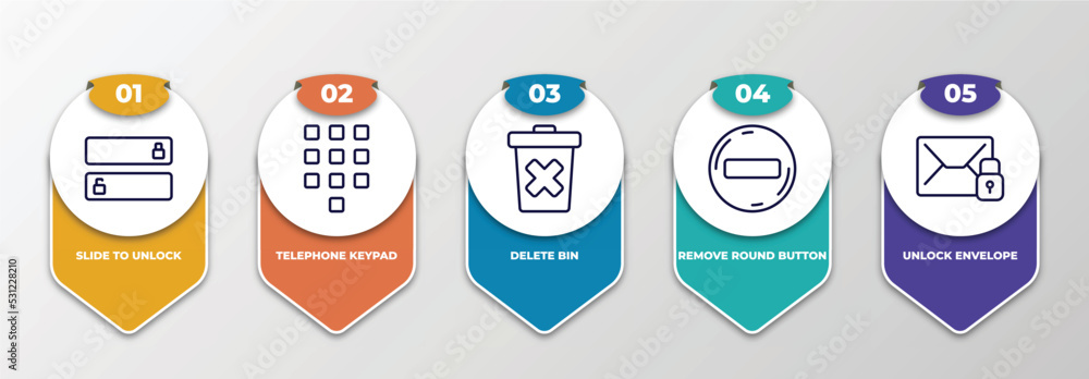 Poster infographic template with thin line icons. infographic for user interface concept. included slide to