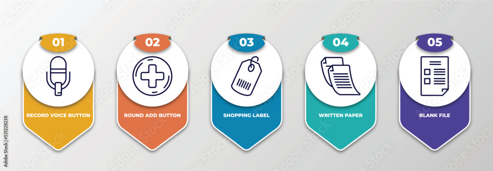 Poster infographic template with thin line icons. infographic for user interface concept. included record v