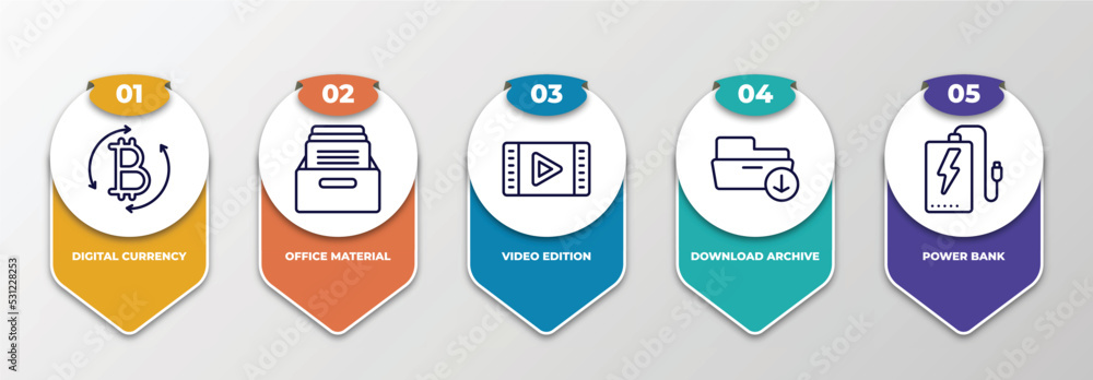 Aufkleber infographic template with thin line icons. infographic for user interface concept. included digital 