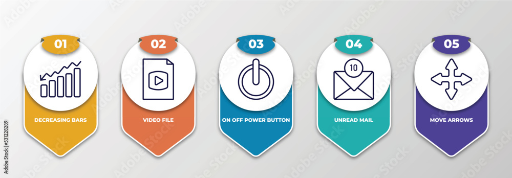 Aufkleber infographic template with thin line icons. infographic for user interface concept. included decreasi