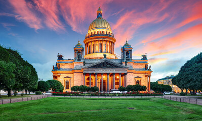 Saint Isaac's Cathedral or Isaakievskiy Sobor in Saint Petersburg, Russia is the largest Russian Orthodox cathedral in the city.