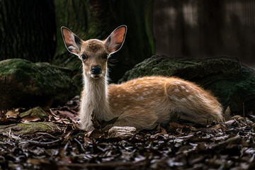 奈良-【奈良公園（飛火野）の鹿】