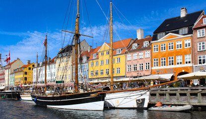 Nyhavn district in Copenhagen, Denmark