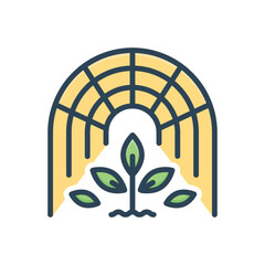 Color illustration icon for greenhouse