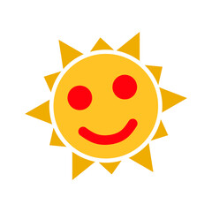 Cartoon vector sun icon with trendy design.happy sun icon