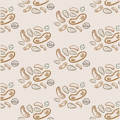 Mixed Nuts Poster Pattern Almond Cashew Peanut Walnut Hazelnut Illustration