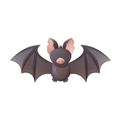 Cute bat. Night flying animal, a symbol of magic and witchcraft, Halloween. Cartoon vector illustration