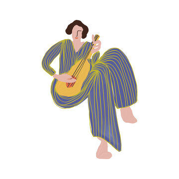 Figure Woman Isolated Image Poster Abstract Woman Matisse Style Post-Impressionism Texture Acrylic Woman in Different Poses