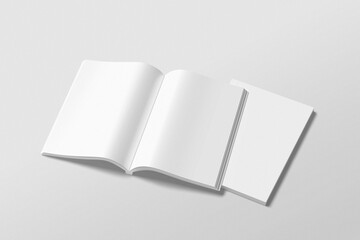 Blank A4 magazine catalog brochure mockup on light grey background