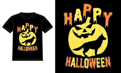 German Shepherd in Pumpkin Funny Happy Halloween T-Shirt