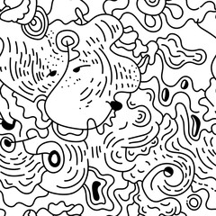 Fototapeta premium Abstract creative unique pattern with hand drawn wave elements