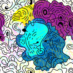 Fototapeta premium Abstract creative unique pattern with hand drawn wave elements