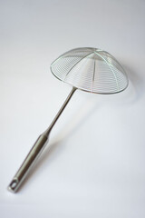 sieve kitchen chrome plated on isolated white background