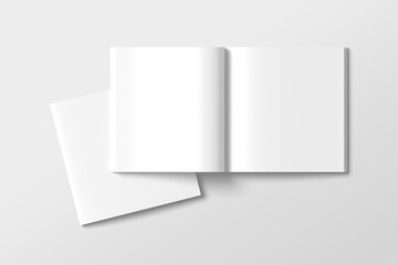 Blank photorealistic Square magazine brochure Catalog mockup on light grey background