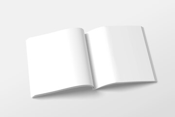 Blank photorealistic Square magazine brochure Catalog mockup on light grey background