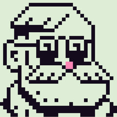 Old man with a beard head scientist writer character avatar profile pixel art icon. Isolated vector illustration. 8-bit sprite. Design stickers, logo, mobile app.