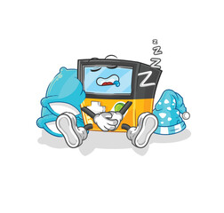 gameboy sleeping character. cartoon mascot vector