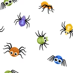 Fotobehang Spider seamless pattern. Halloween. Cartoon, flat, vector © Aleksandra
