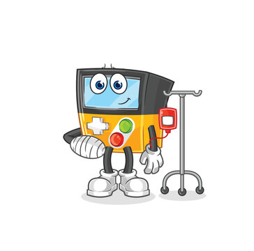 gameboy sick in IV illustration. character vector