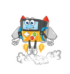 gameboy with jetpack mascot. cartoon vector