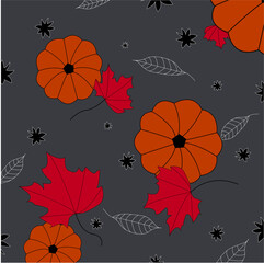 Vector autumn pattern with pumpkins