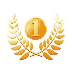 Laurel wreath with number one 3d rendering illustration