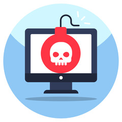 Cyber bomb icon, editable flat icon