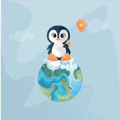 pinguim em derretimento das geleiras