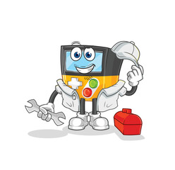 gameboy mechanic cartoon. cartoon mascot vector