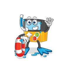 gameboy swimmer with buoy mascot. cartoon vector