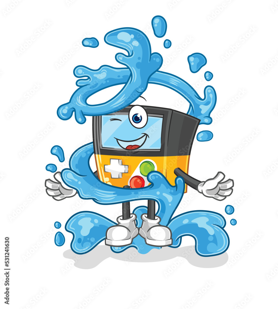 Sticker gameboy fresh with water mascot. cartoon vector