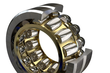 Spherihal roller bearings. Isolated. Transparent background. 3D Rendering.	PNG.