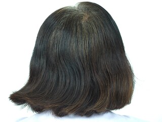 Naklejka premium Dry and damaged hair in woman use for shampoo product concept. Closeup photo, blurred.