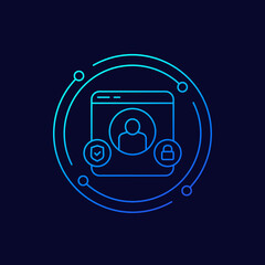 account security icon, linear design