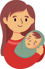 Mother day illustration. Mother holding baby
