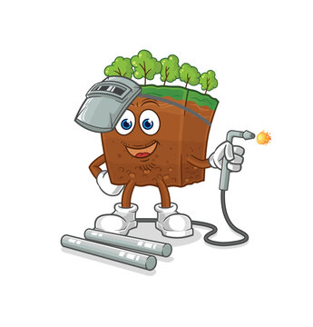 recommend clip art: soil layers welder mascot. cartoon vector