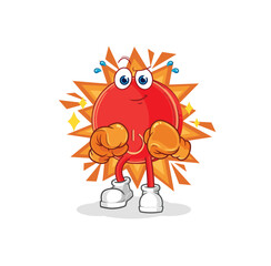 power button boxer character. cartoon mascot vector