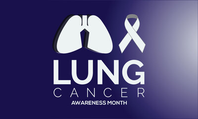 Banner with Lung Cancer Awareness with White Ribbon. Design Template for Info-graphics .Symbol of world lung cancer awareness month in november.