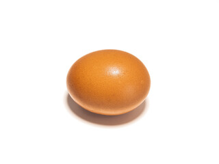 Organic brown chicken egg on white background