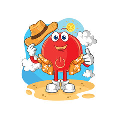 power button go on vacation. cartoon mascot vector