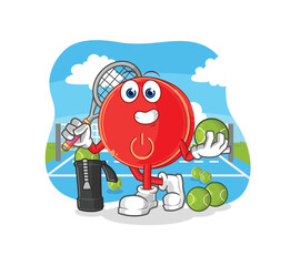 power button plays tennis illustration. character vector