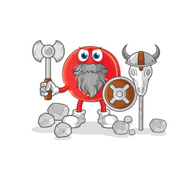 power button viking with an ax illustration. character vector
