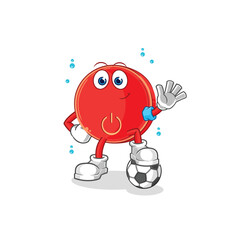 power button playing soccer illustration. character vector